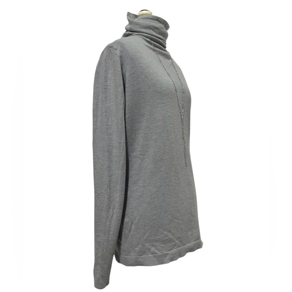 Kinross 100% Cashmere Gray Long Sleeve Slouch Turtle Neck Sweater Size M - Picture 7 of 9